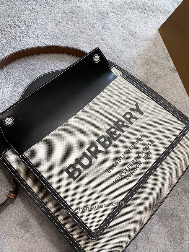 Burberry專門店新款大號41cm撲克包 巴寶莉焦糖咖啡奶油白手提托特包 yxb1103